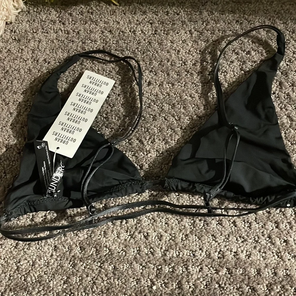 NWT Urban Outfitters black silver rhinestone gem festival bra bralette - Picture 3 of 3